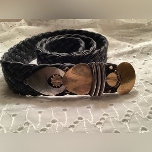 Artistic vintage black woven belt